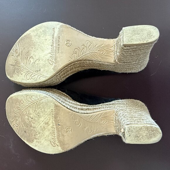 Jaimo Espadrilles x 5th & Row Black Suede Platform Sandals– Size 38 - Picture 3 of 7